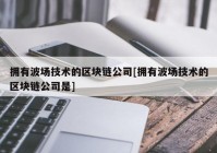 拥有波场技术的区块链公司[拥有波场技术的区块链公司是]